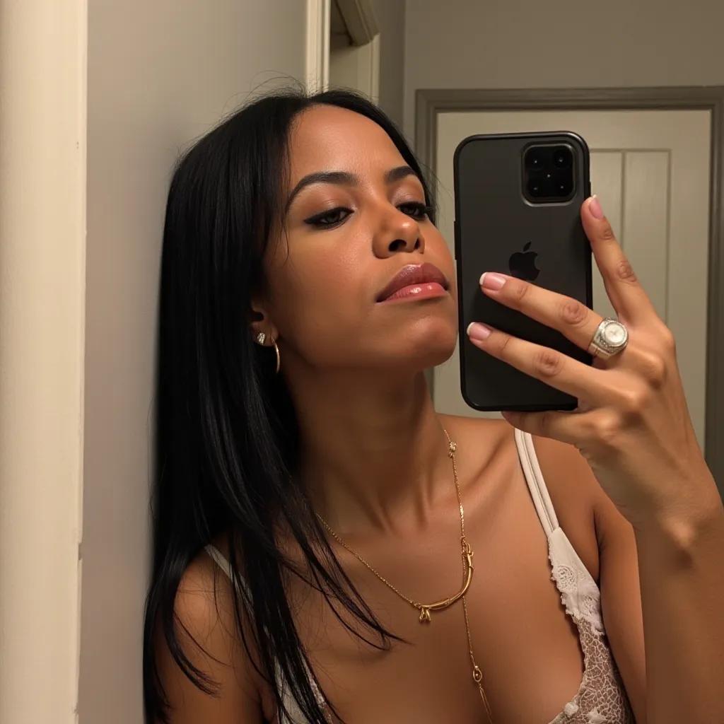 aaliyah taking a selfie