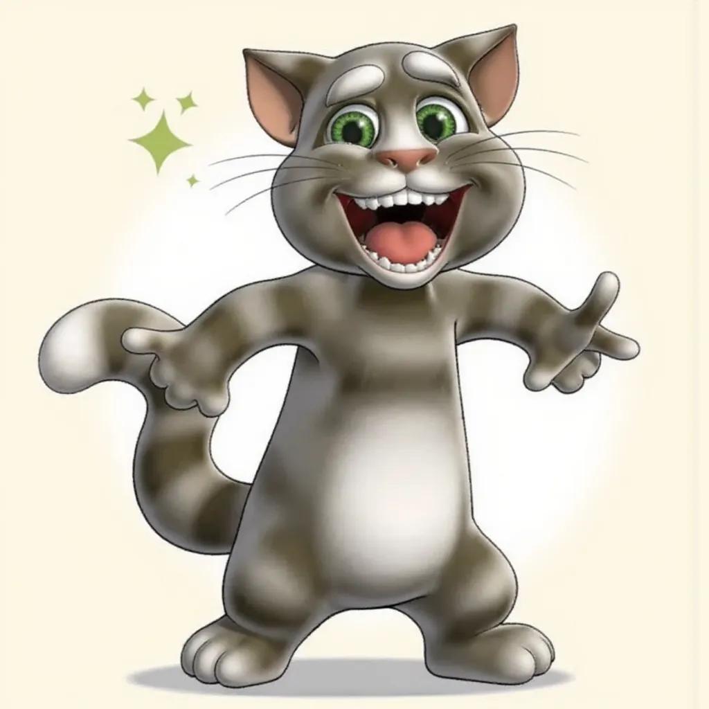 Gray cat cartoon talking tom meets hatsune miku