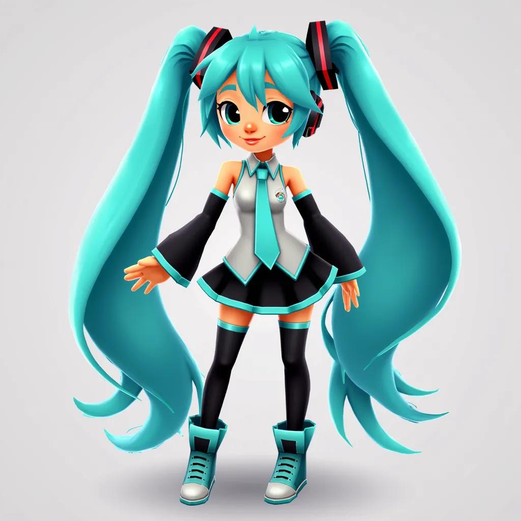 Subway Surfers Style hatsune miku on grey background