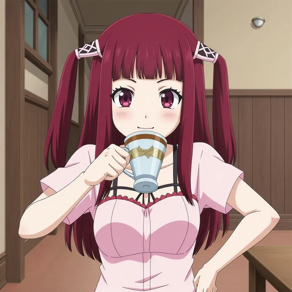 Ruby anime drinking tea 