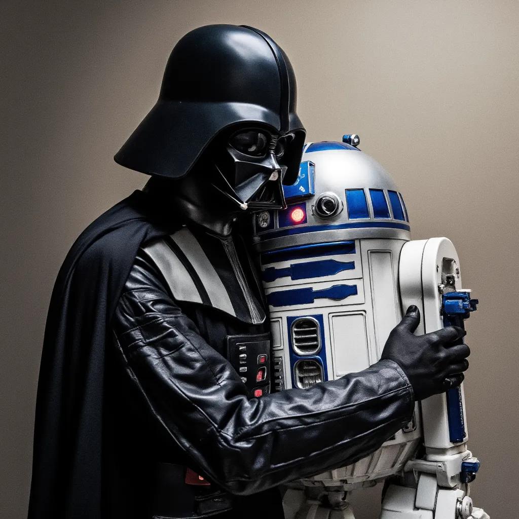 Darth vader Hugging R2-D2 Photorealism