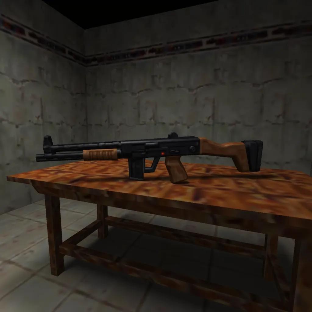 goldsrc, Half-life 1 screenshot, A shotgun on a table