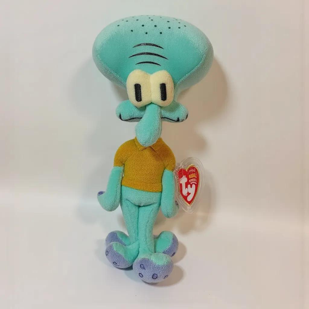 Tall Squidward ty Plush with brown shirt and with red heart ty tag on squidward's arm